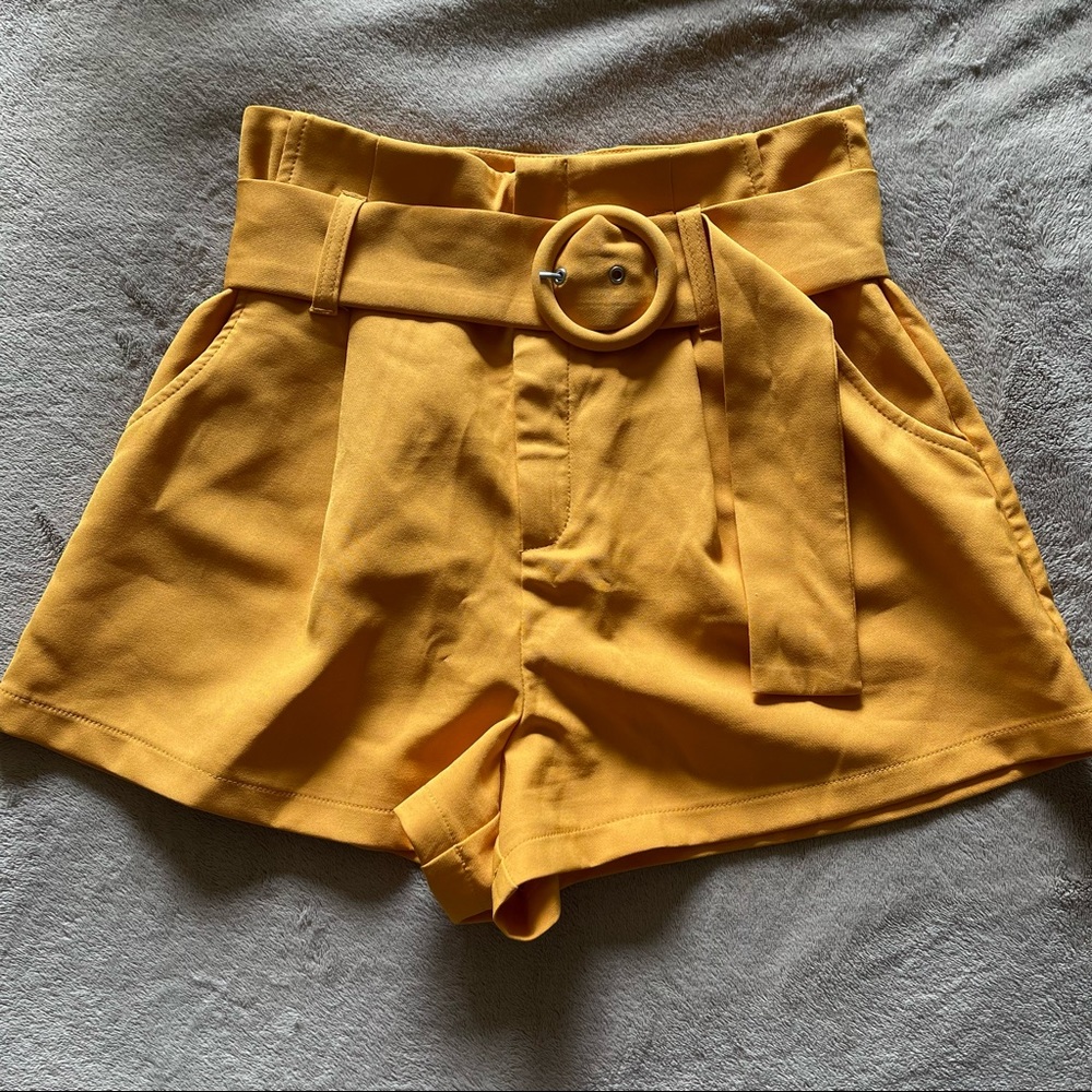Yellow Belted Shorts